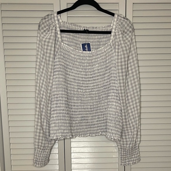Ann Taylor Tops - Ann Taylor Smocked Gingham Blouse